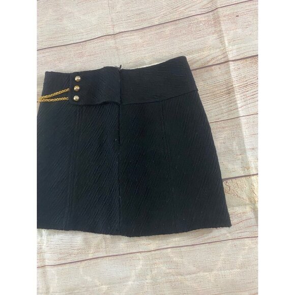 Milly Of New York Women's Black Textured Wool Chain Link Mini Skirt - 2 - Picture 12 of 12